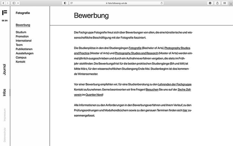 Bild einer Arbeitsprobe von Foto.Fotlkwang Website