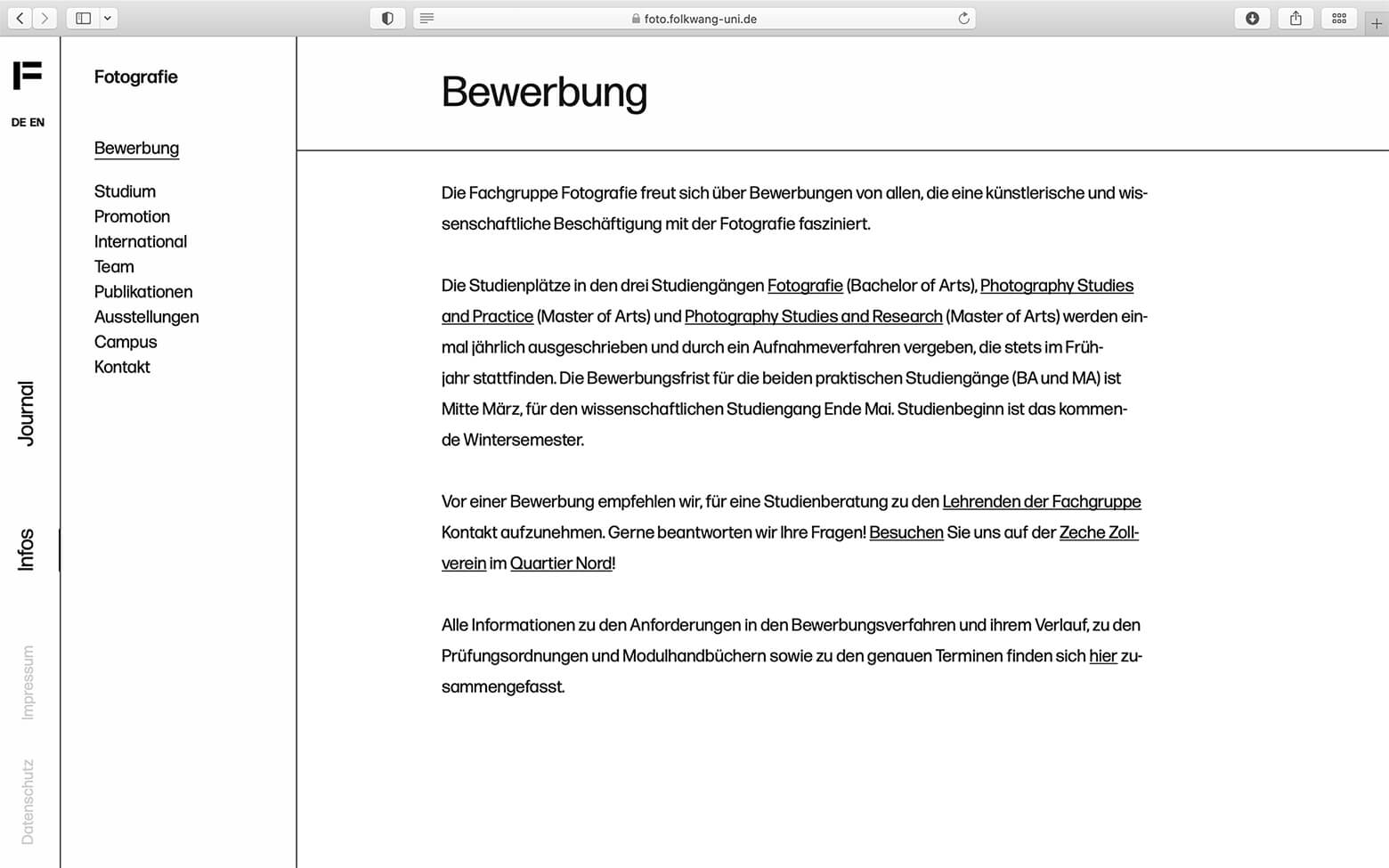 Bild einer Arbeitsprobe von Foto.Fotlkwang Website