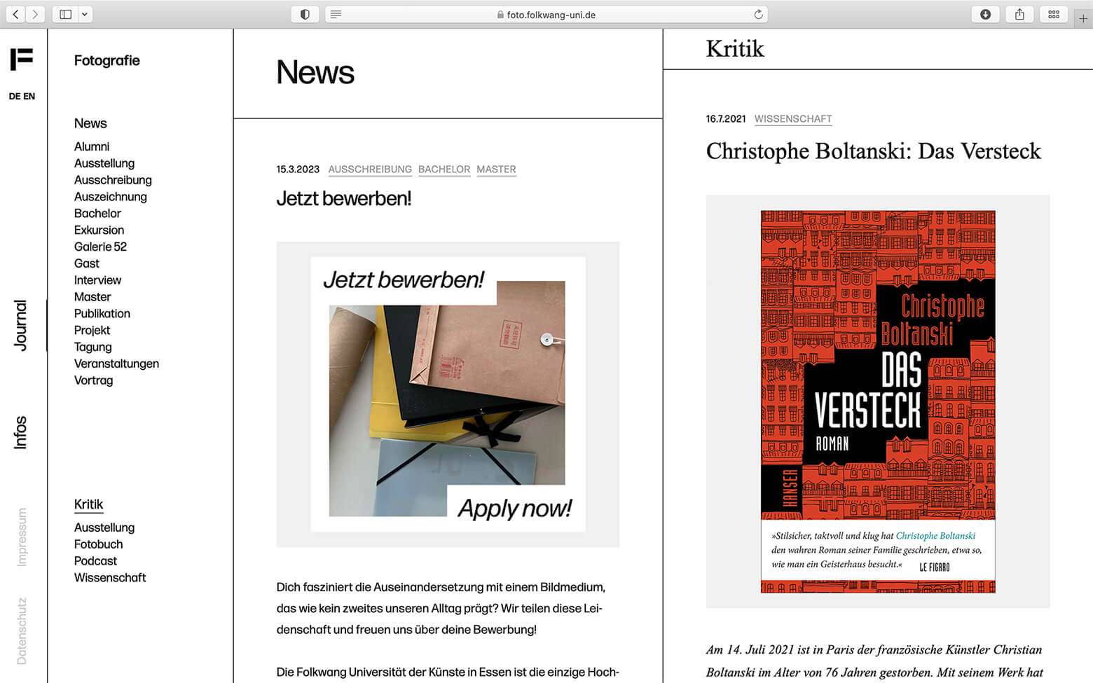 Bild einer Arbeitsprobe von Foto.Fotlkwang Website
