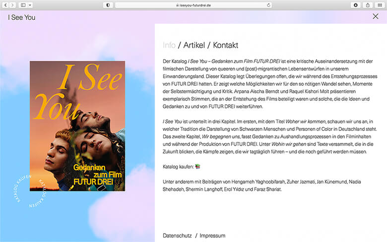 Bild einer Arbeitsprobe von i see you Website