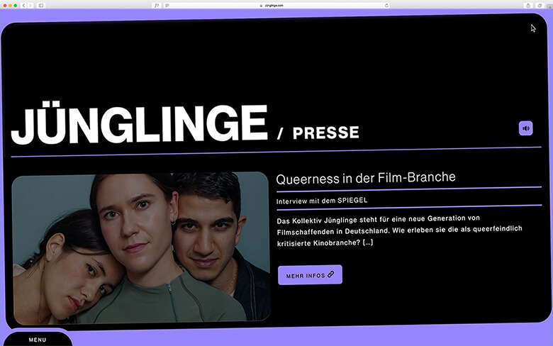 Bild einer Arbeitsprobe von Juenglinge Website