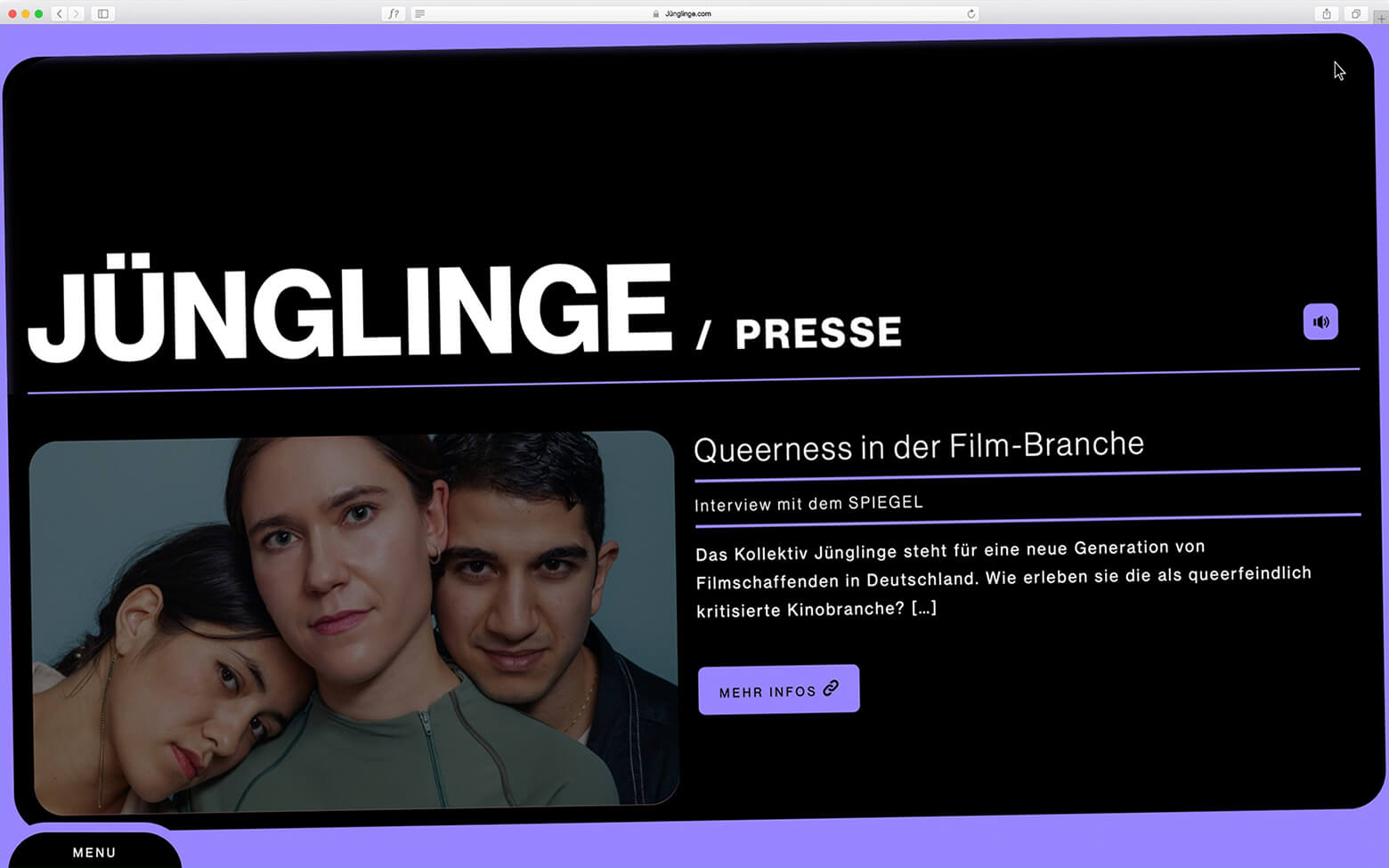 Bild einer Arbeitsprobe von Juenglinge Website