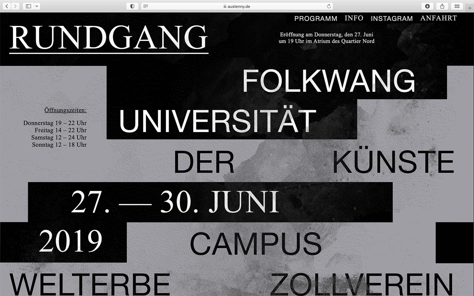 Bild einer Arbeitsprobe von Rundgang19 Website