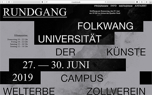 Bild einer Arbeitsprobe von Rundgang19 Website