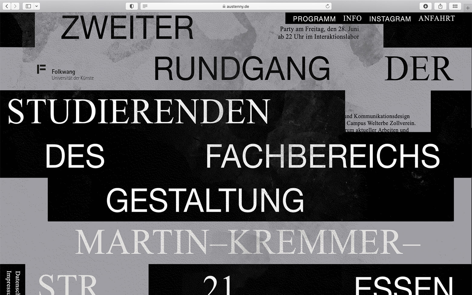 Bild einer Arbeitsprobe von Rundgang19 Website