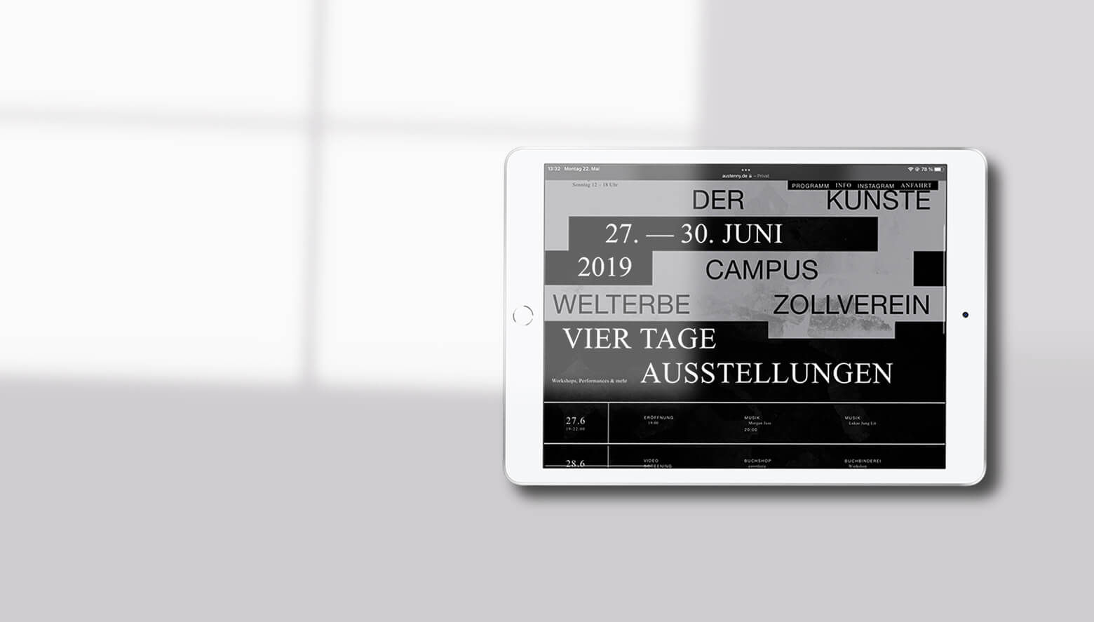Bild einer Arbeitsprobe von Rundgang19 Website